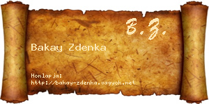 Bakay Zdenka névjegykártya